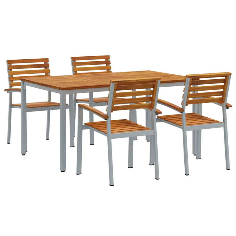 vidaXL Kert étkező szett 5 pcs Szürke és barna 150 x 90 x 75 cm