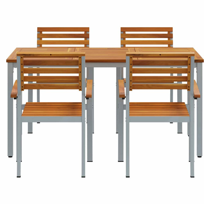 vidaXL Kert étkező szett 5 pcs Szürke és barna 150 x 90 x 75 cm