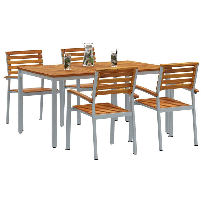 vidaXL Kert étkező szett 5 pcs Szürke és barna 150 x 90 x 75 cm