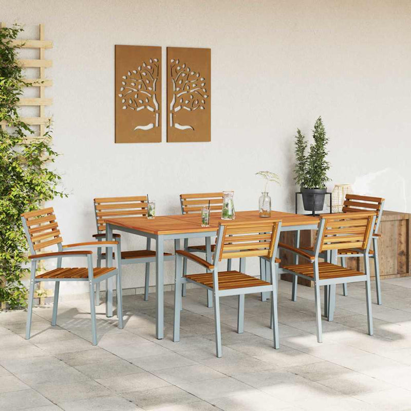 vidaXL Kert étkező szett 7 pcs Szürke és barna 150 x 90 x 75 cm