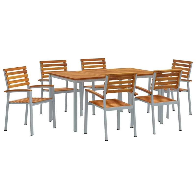 vidaXL Kert étkező szett 7 pcs Szürke és barna 150 x 90 x 75 cm