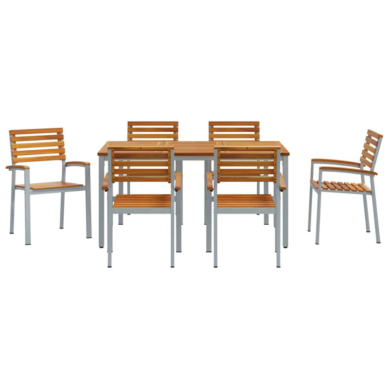 vidaXL Kert étkező szett 7 pcs Szürke és barna 150 x 90 x 75 cm