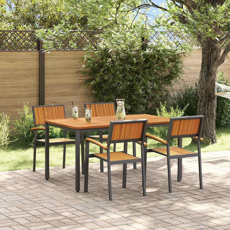 vidaXL Kert étkező szett 5 pcs Fekete és barna 150 x 90 x 75 cm