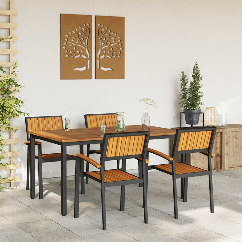 vidaXL Kert étkező szett 5 pcs Fekete és barna 150 x 90 x 75 cm