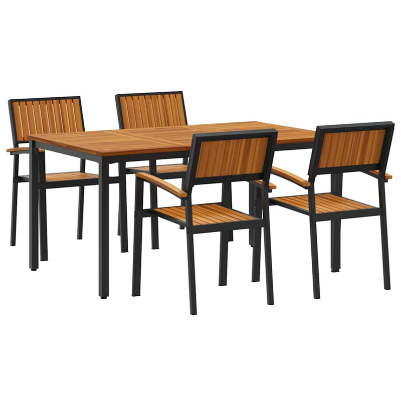 vidaXL Kert étkező szett 5 pcs Fekete és barna 150 x 90 x 75 cm