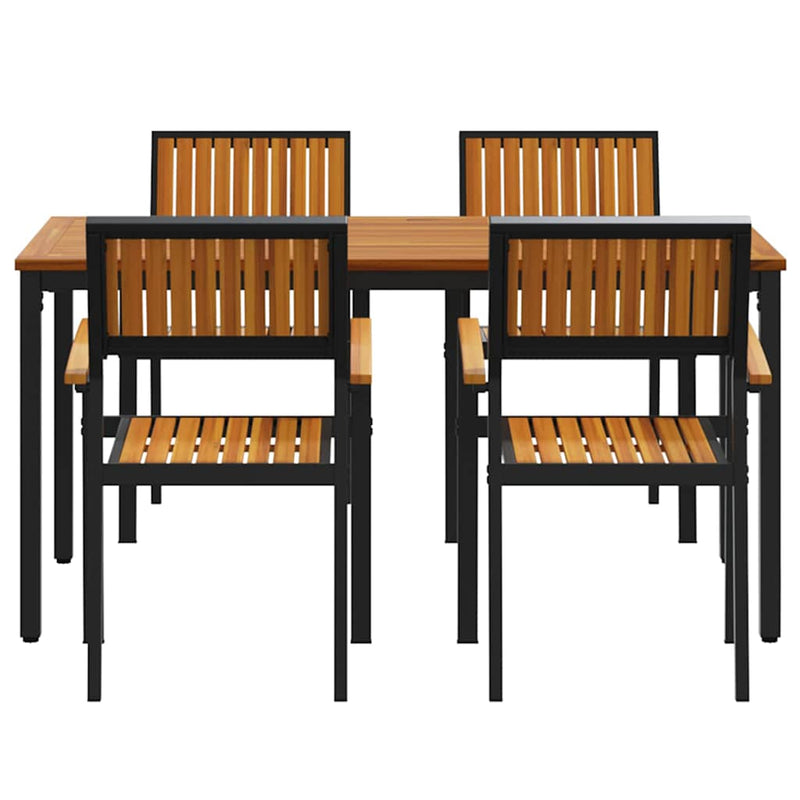 vidaXL Kert étkező szett 5 pcs Fekete és barna 150 x 90 x 75 cm