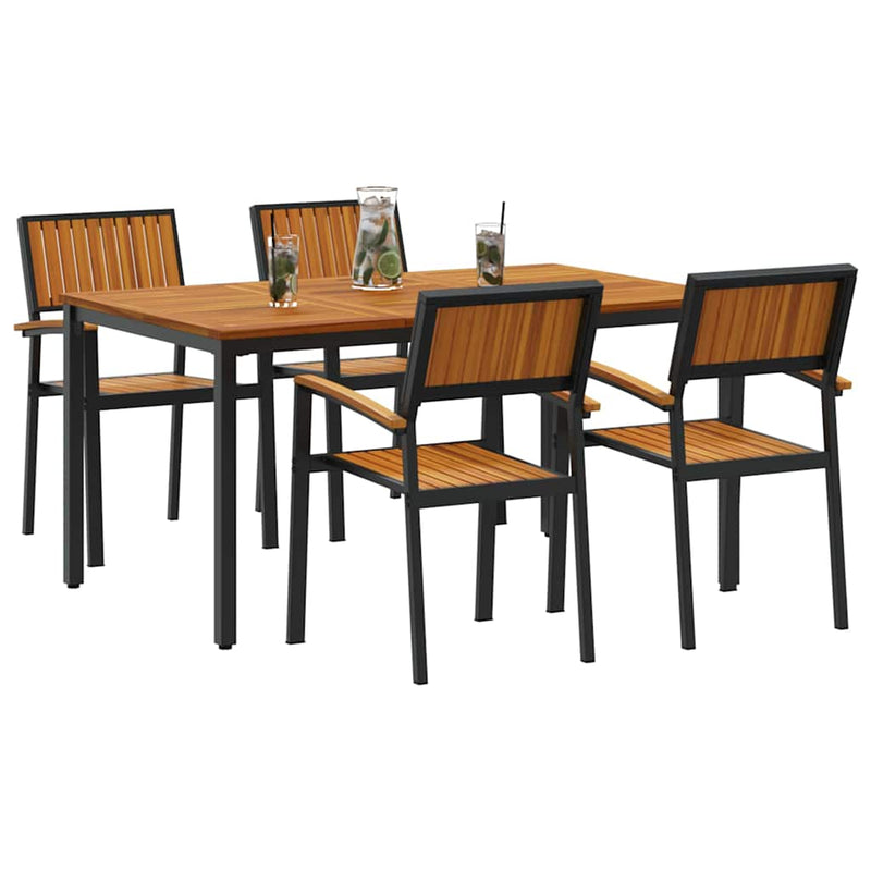 vidaXL Kert étkező szett 5 pcs Fekete és barna 150 x 90 x 75 cm