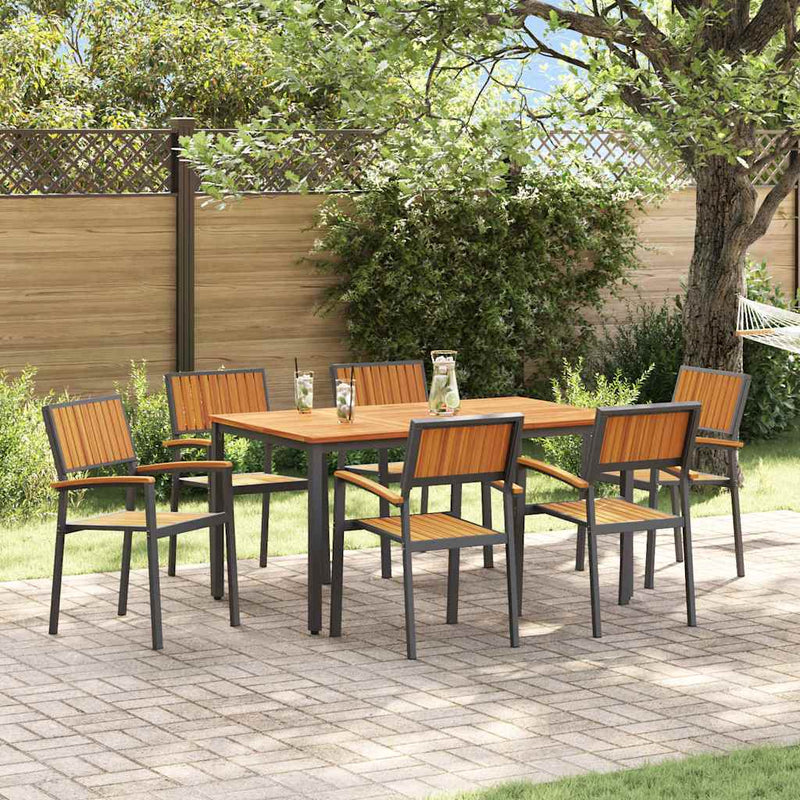 vidaXL Kert étkező szett 7 pcs Fekete és barna 150 x 90 x 75 cm