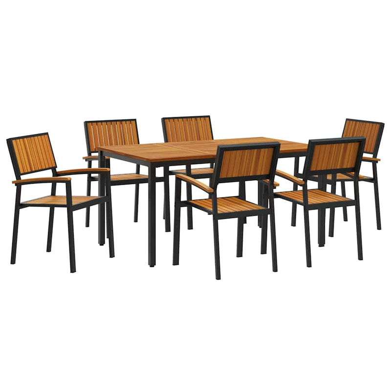 vidaXL Kert étkező szett 7 pcs Fekete és barna 150 x 90 x 75 cm