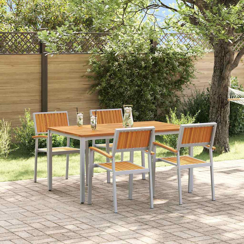 vidaXL Kert étkező szett 5 pcs Szürke és barna 150 x 90 x 75 cm