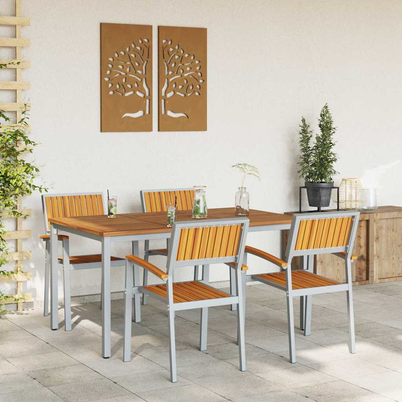 vidaXL Kert étkező szett 5 pcs Szürke és barna 150 x 90 x 75 cm