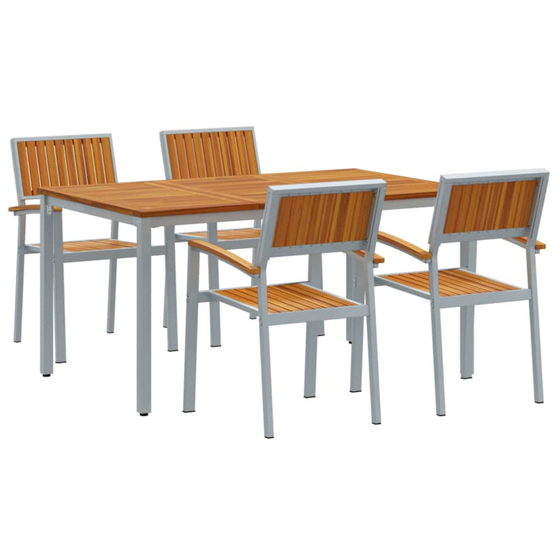 vidaXL Kert étkező szett 5 pcs Szürke és barna 150 x 90 x 75 cm