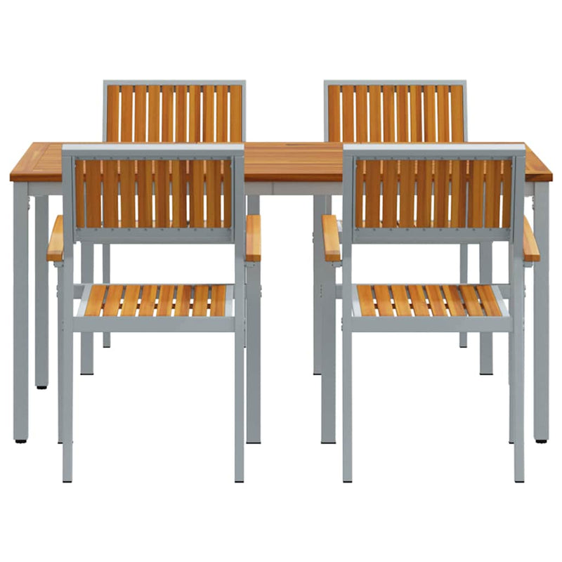 vidaXL Kert étkező szett 5 pcs Szürke és barna 150 x 90 x 75 cm