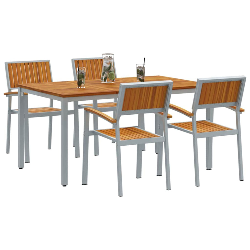 vidaXL Kert étkező szett 5 pcs Szürke és barna 150 x 90 x 75 cm