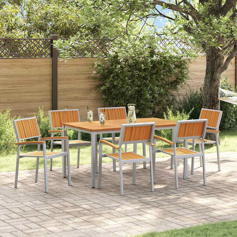 vidaXL Kert étkező szett 7 pcs Szürke és barna 150 x 90 x 75 cm