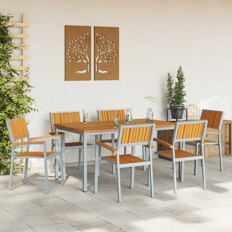 vidaXL Kert étkező szett 7 pcs Szürke és barna 150 x 90 x 75 cm
