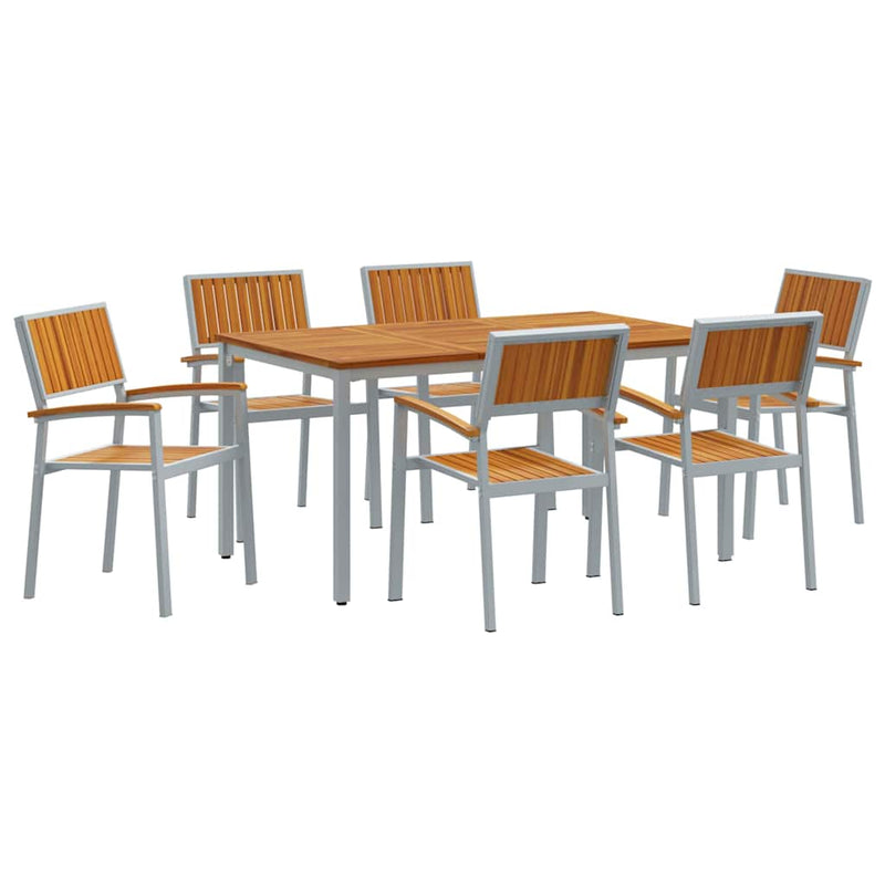 vidaXL Kert étkező szett 7 pcs Szürke és barna 150 x 90 x 75 cm