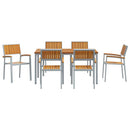 vidaXL Kert étkező szett 7 pcs Szürke és barna Acél és szilárd akácfa