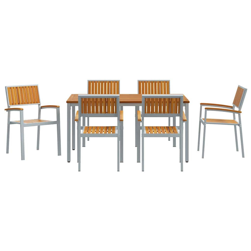 vidaXL Kert étkező szett 7 pcs Szürke és barna 150 x 90 x 75 cm