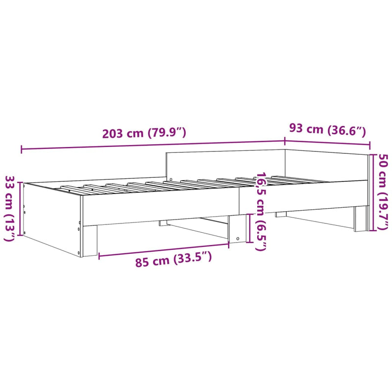 vidaXL sonoma tölgyszínű szerelt fa ágykeret 90 x 200 cm