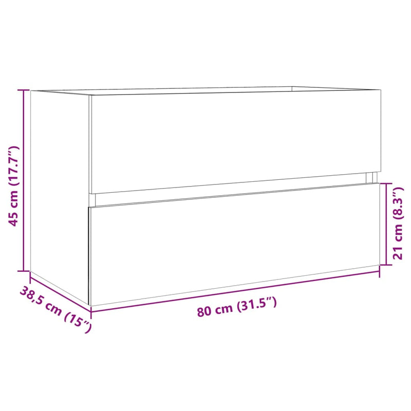 vidaXL sonoma tölgy színű szerelt fa mosdószekrény 80 x 38,5 x 45 cm