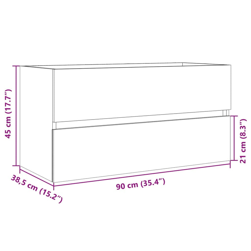 vidaXL sonoma tölgy színű szerelt fa mosdószekrény 90 x 38,5 x 45 cm