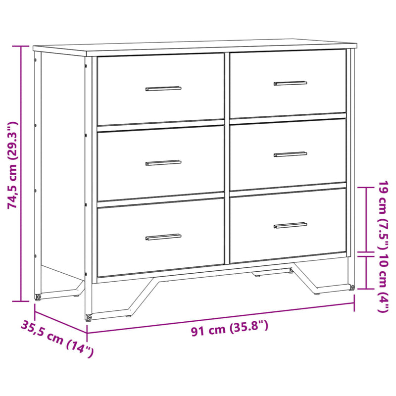 vidaXL barna tölgy színű szerelt fa komód 91 x 35,5 x 74,5 cm