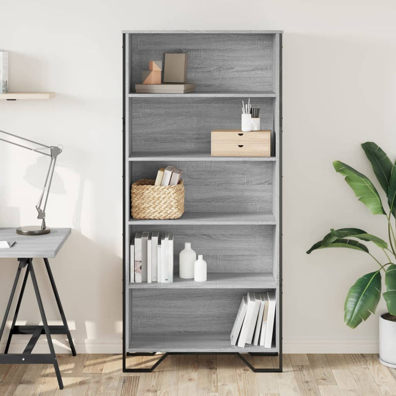vidaXL szürke sonoma színű szerelt fa könyvszekrény 80 x 31 x 169 cm