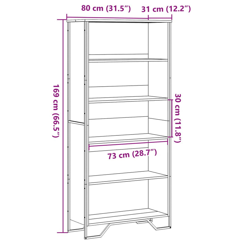 vidaXL barna tölgy színű szerelt fa könyvszekrény 80 x 31 x 169 cm