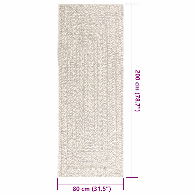 vidaXL ZIZUR krém juta hatású beltéri és kültéri szőnyeg 80x200 cm