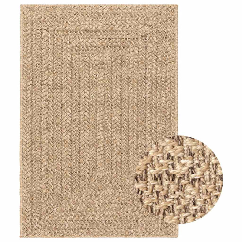 vidaXL ZIZUR bézs juta hatású beltéri és kültéri szőnyeg 120 x 120 cm