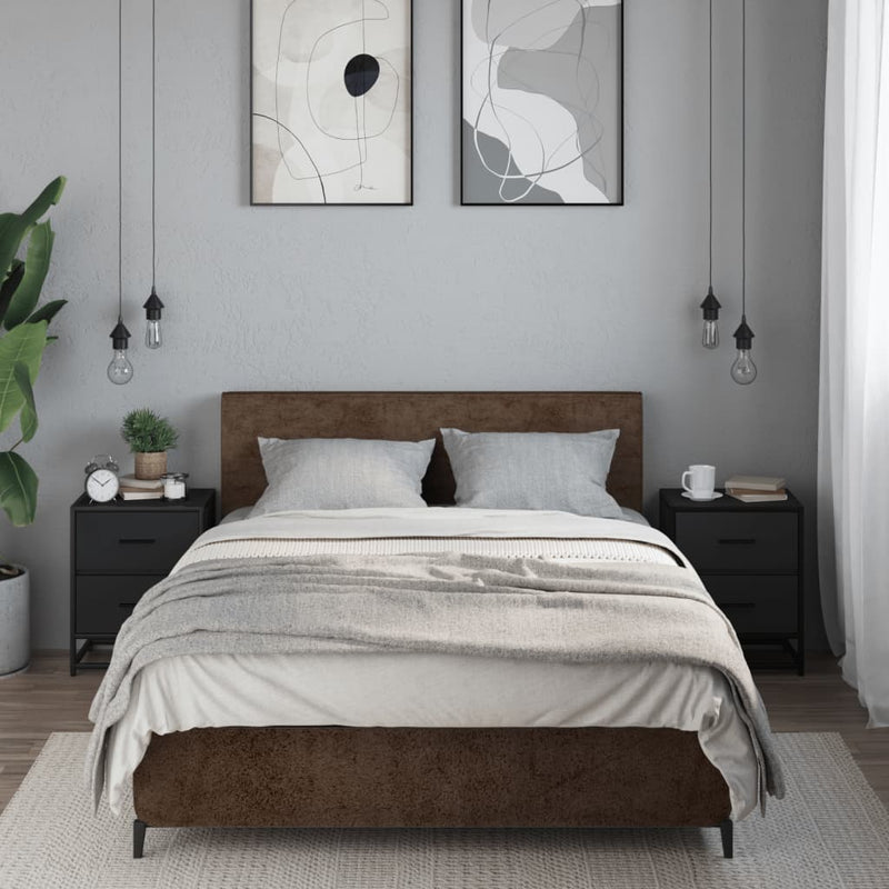 vidaXL 2 darab fekete tömör szerelt fa éjjeliszekrény 40 x 31 x 50 cm