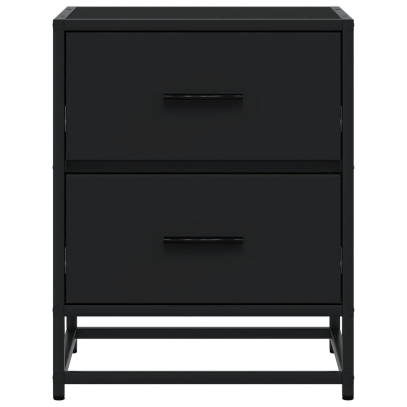 vidaXL 2 darab fekete tömör szerelt fa éjjeliszekrény 40 x 31 x 50 cm
