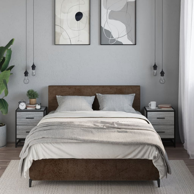 vidaXL 2 db szürke-sonoma színű szerelt fa éjjeliszekrény 40x31x50 cm