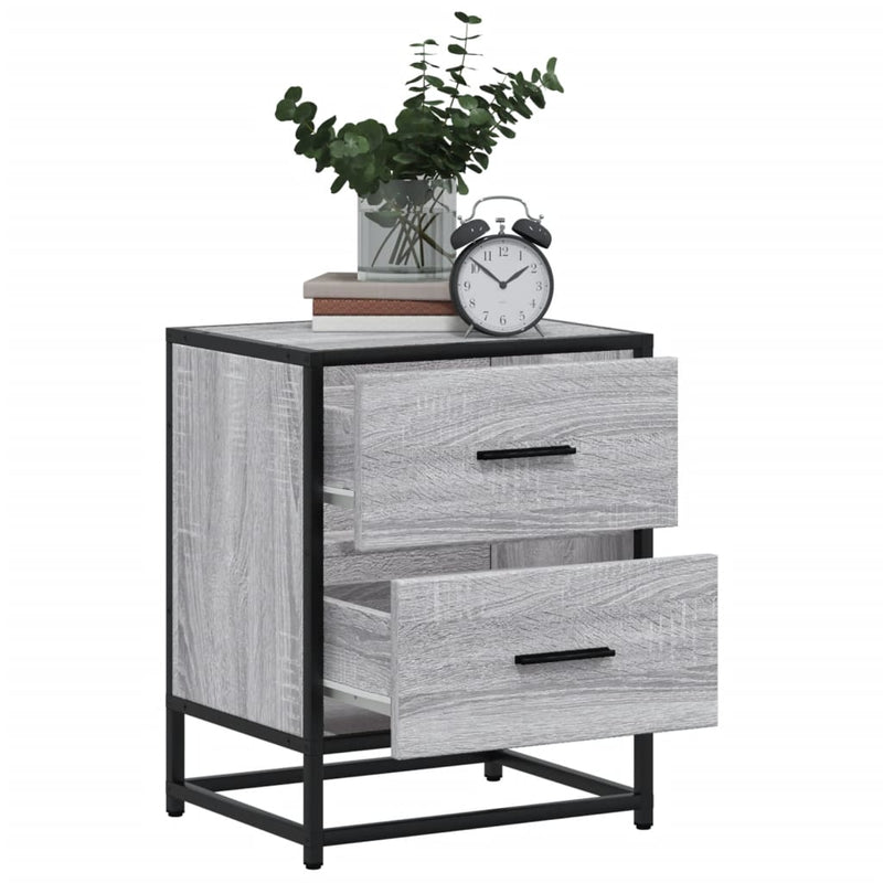 vidaXL 2 db szürke-sonoma színű szerelt fa éjjeliszekrény 40x31x50 cm
