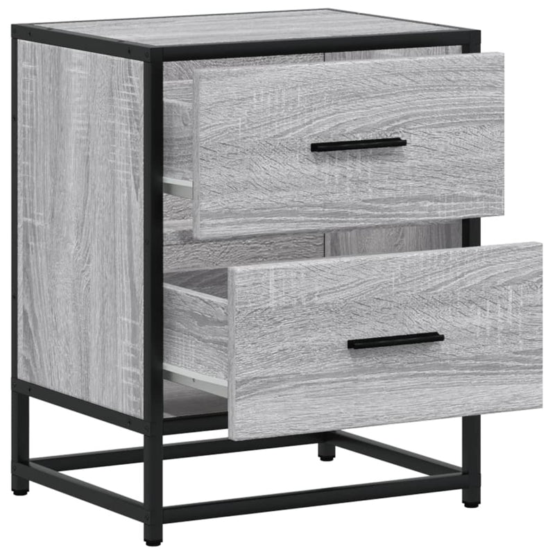 vidaXL 2 db szürke-sonoma színű szerelt fa éjjeliszekrény 40x31x50 cm