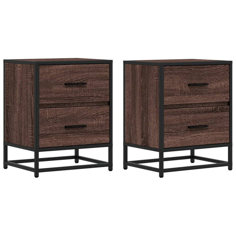 vidaXL 2 db barna tölgyszínű szerelt fa éjjeliszekrény 40x31x50 cm