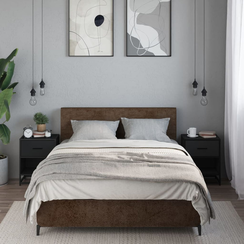 vidaXL 2 darab fekete tömör szerelt fa éjjeliszekrény 40 x 31 x 50 cm