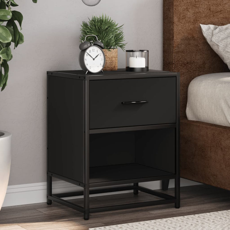 vidaXL 2 darab fekete tömör szerelt fa éjjeliszekrény 40 x 31 x 50 cm