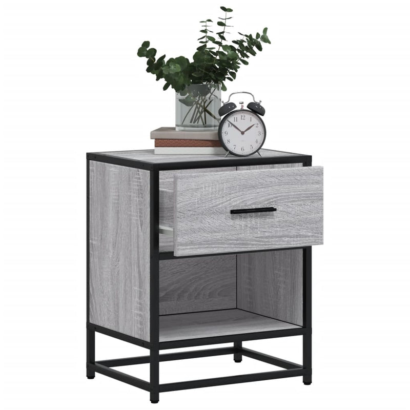 vidaXL 2 db szürke-sonoma színű szerelt fa éjjeliszekrény 40x31x50 cm