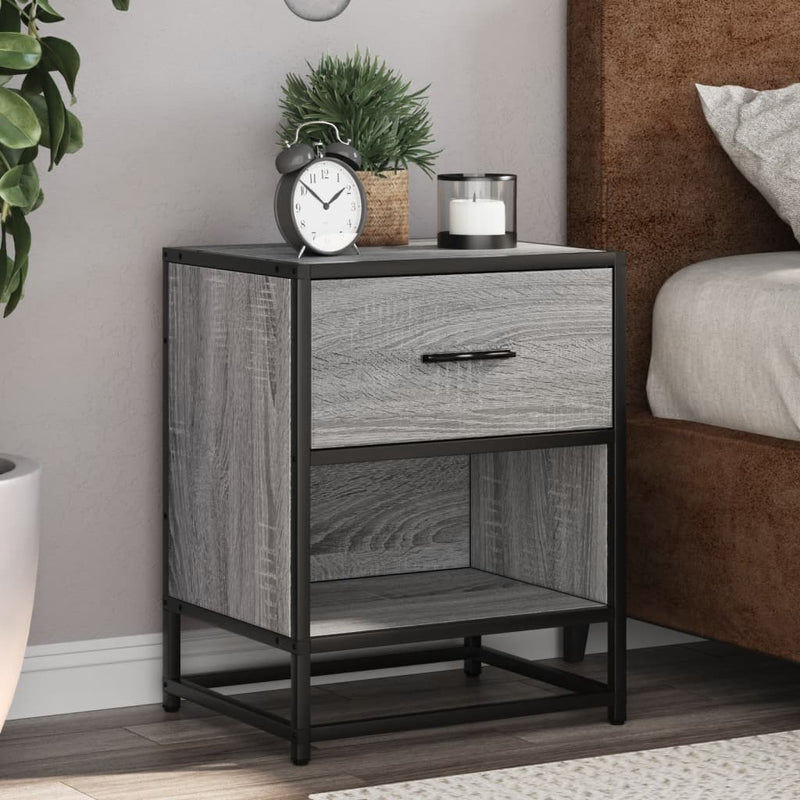 vidaXL 2 db szürke-sonoma színű szerelt fa éjjeliszekrény 40x31x50 cm