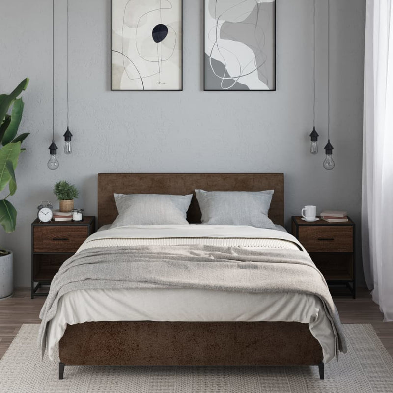 vidaXL 2 db barna tölgyszínű szerelt fa éjjeliszekrény 40x31x50 cm