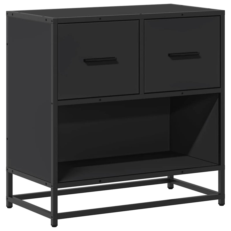vidaXL fekete színű szerelt fa és fém éjjeliszekrény 60 x 31 x 60 cm