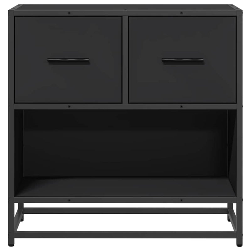 vidaXL fekete színű szerelt fa és fém éjjeliszekrény 60 x 31 x 60 cm