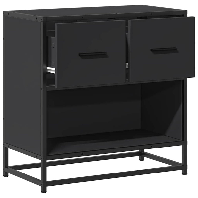 vidaXL fekete színű szerelt fa és fém éjjeliszekrény 60 x 31 x 60 cm