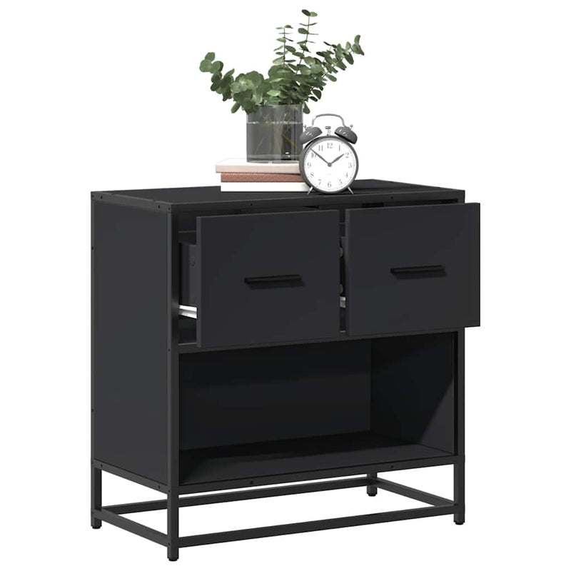 vidaXL fekete színű szerelt fa és fém éjjeliszekrény 60 x 31 x 60 cm