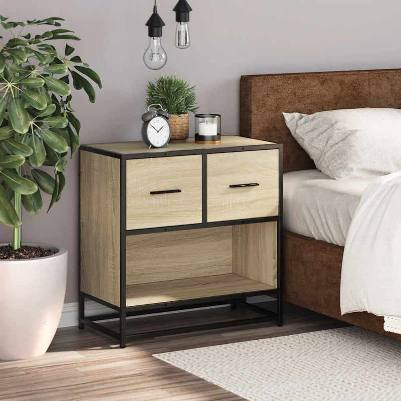 vidaXL sonoma tölgy színű szerelt fa és fém éjjeliszekrény 60x31x60 cm