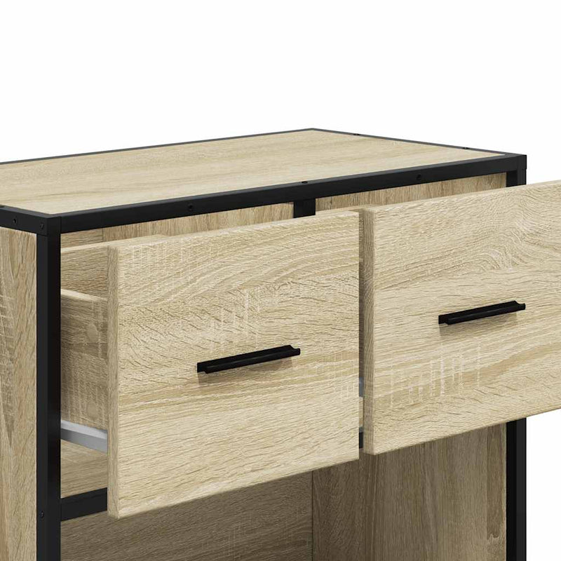 vidaXL sonoma tölgy színű szerelt fa és fém éjjeliszekrény 60x31x60 cm