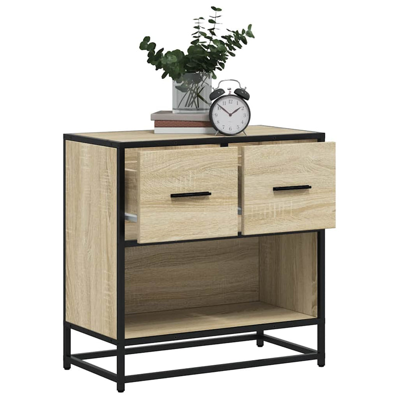 vidaXL sonoma tölgy színű szerelt fa és fém éjjeliszekrény 60x31x60 cm