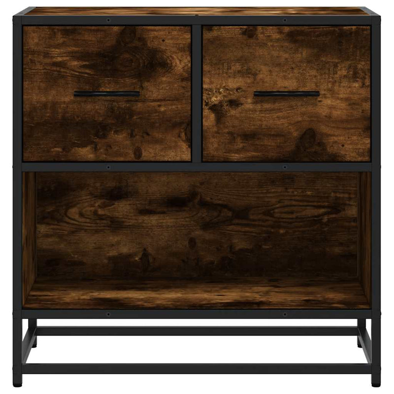 vidaXL füstös tölgy színű szerelt fa és fém éjjeliszekrény 60x31x60 cm